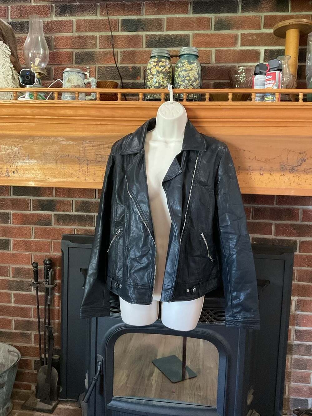 Blu Pepper Women's Black Faux Leather Moto Biker Jacket Size Medium